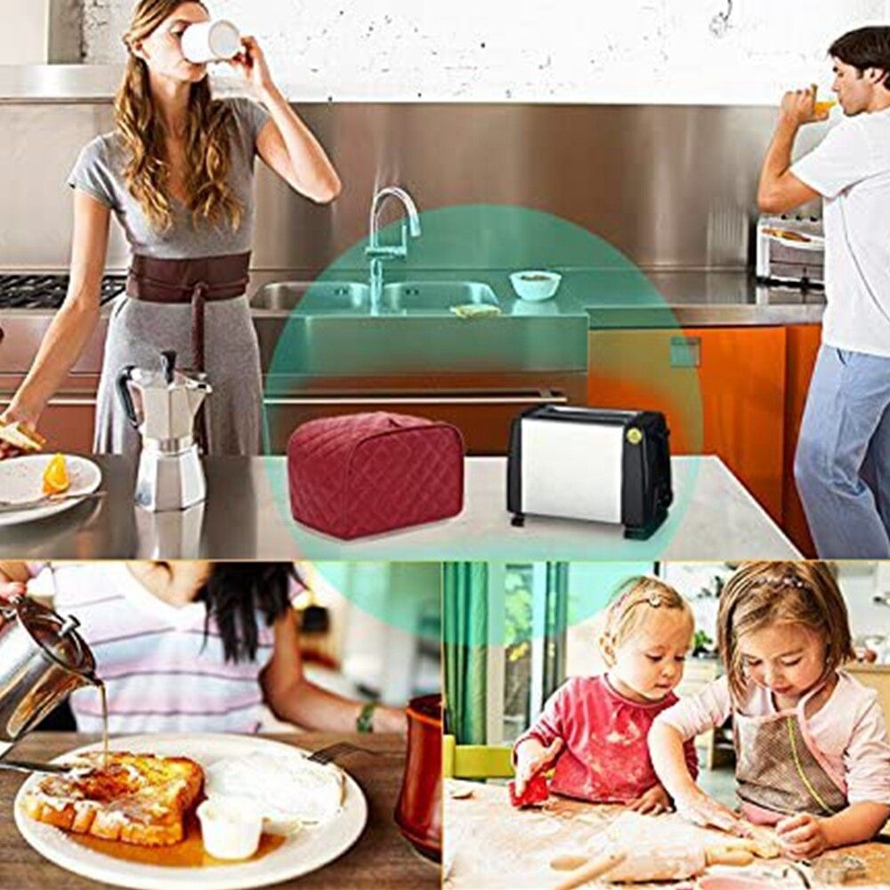 4-Pack Polyester Cloth Dustproof And Waterproof Bread Machine Cover Kitchen Cotton Cloth Dustproof Bread Maker Machine Toaster Cover-up Case Shade Hood Cover Protector White