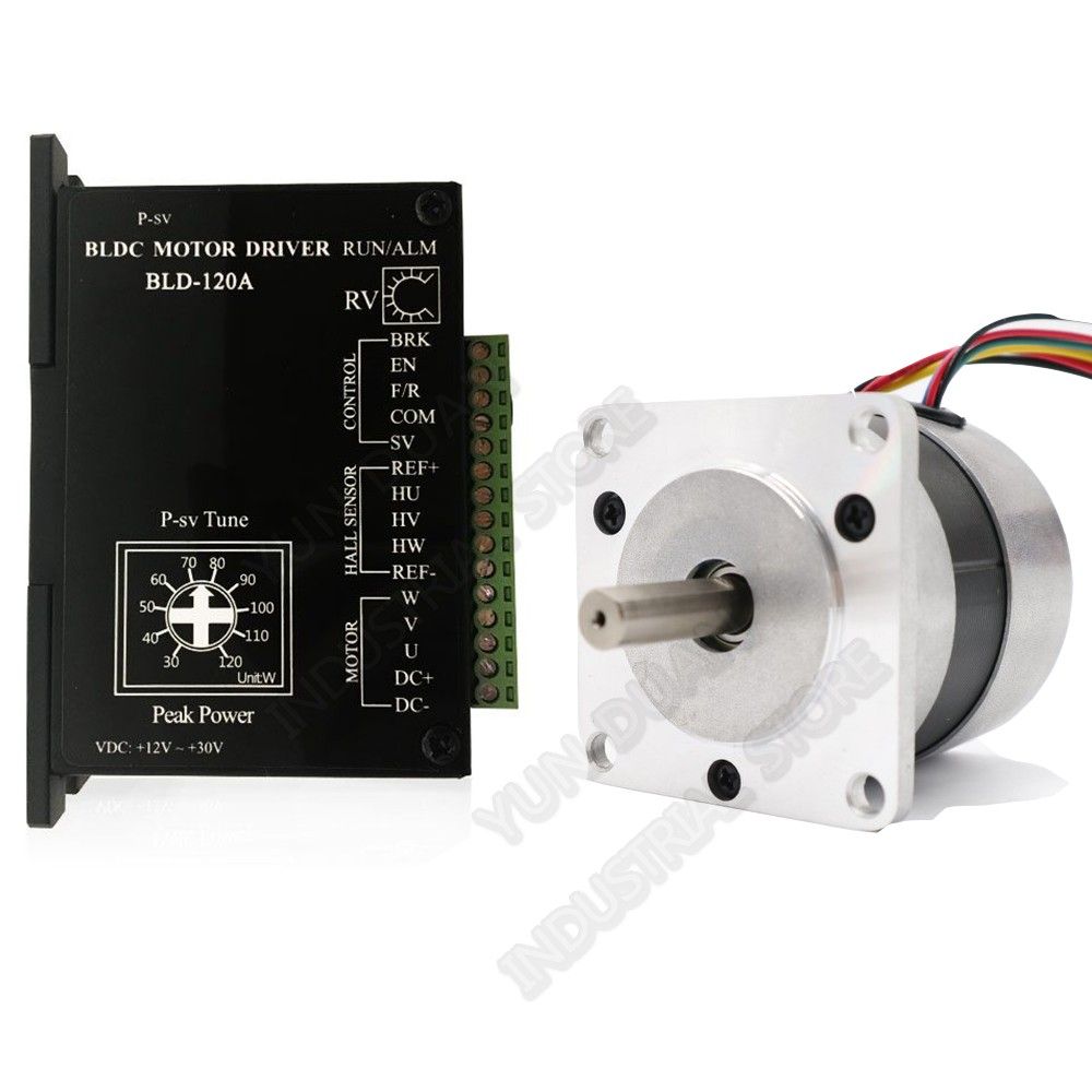 Brushless Motor Driver Kits 69W Nema23 24V DC BLDC 57mm 0.22Nm 31.5Oz-in Hall Drive 8A 57
