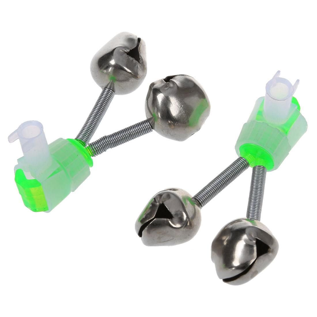 6 Pcs Fishing Rod Tip Green Silver Tone Bait Alarm Ring