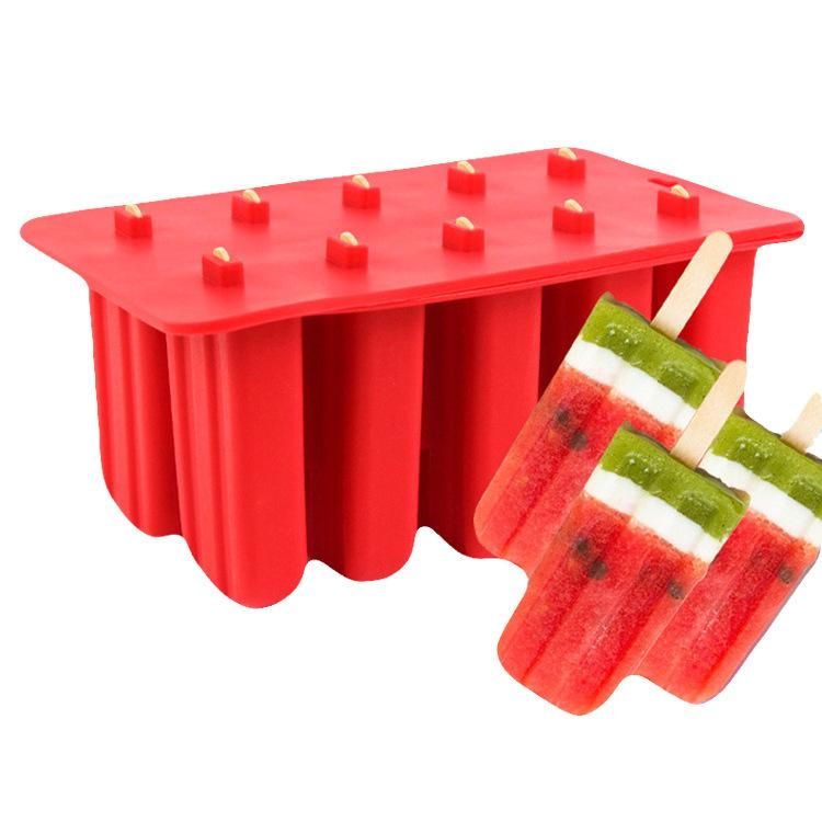 10 Even Ice Cream Ice Cream Mold Silicone Ice Tray Creative Popsicle Mold Ice Cream Abrasive Old Popsicle Ice Box Popsicle bags (50 pcs)