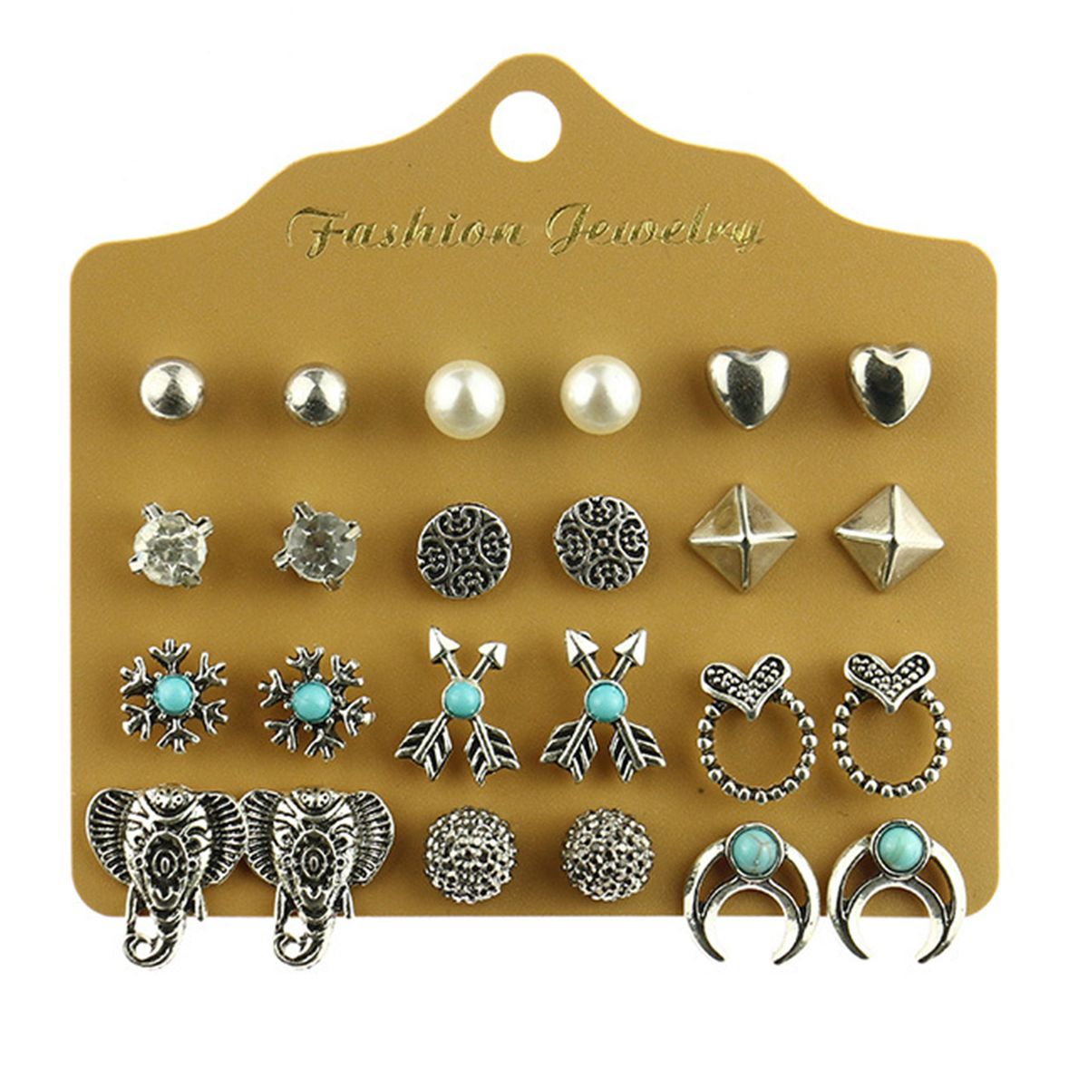 12 Pairs/Sheet Alloy Ear Studs Electroplating Process Allery