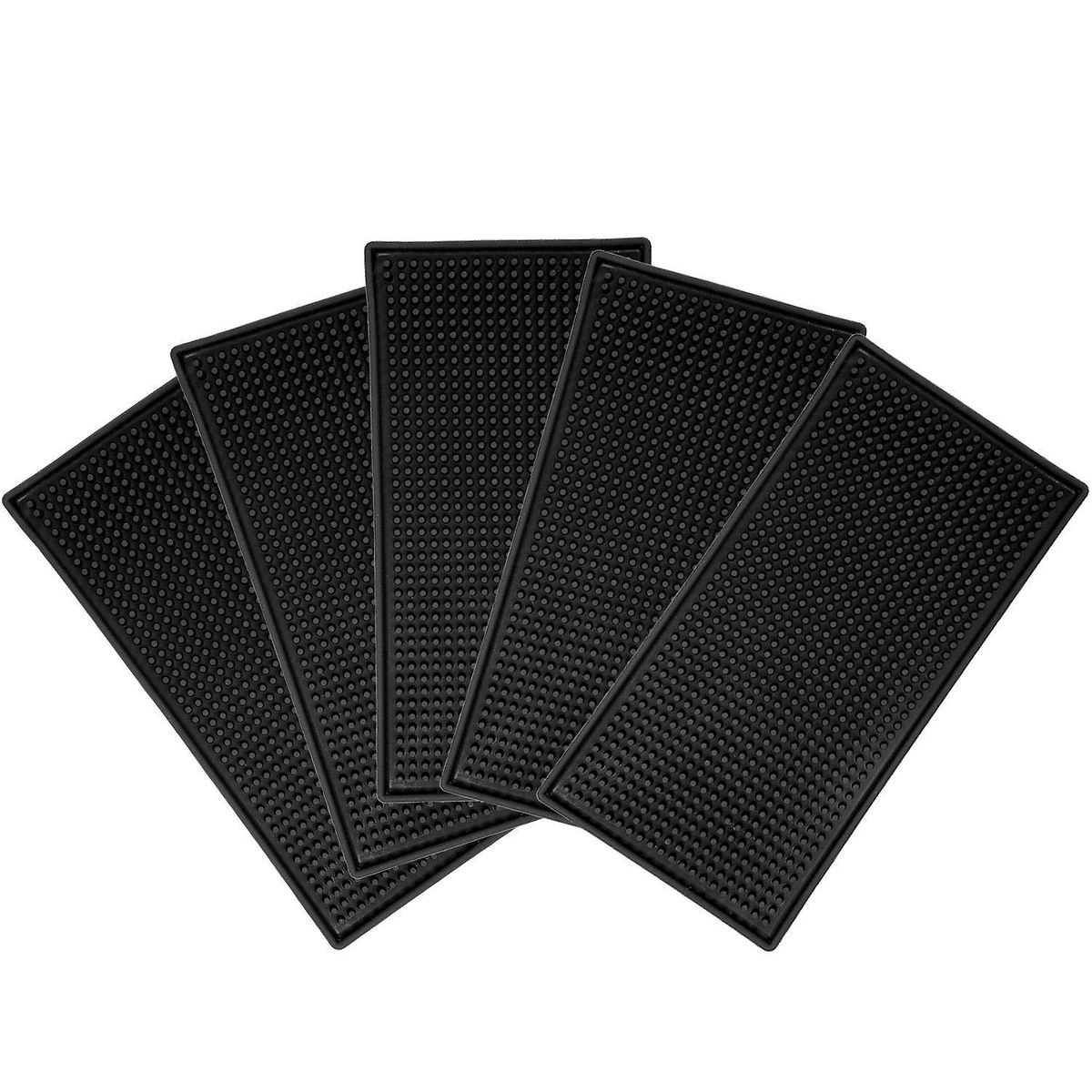 Rubber Bar Service Mat - Black Drink Coasters - Heavy Duty Leak Proof & Non Slip Table Top Protection for Bar Kitchen Restaurant Hotel Beverages Furniture