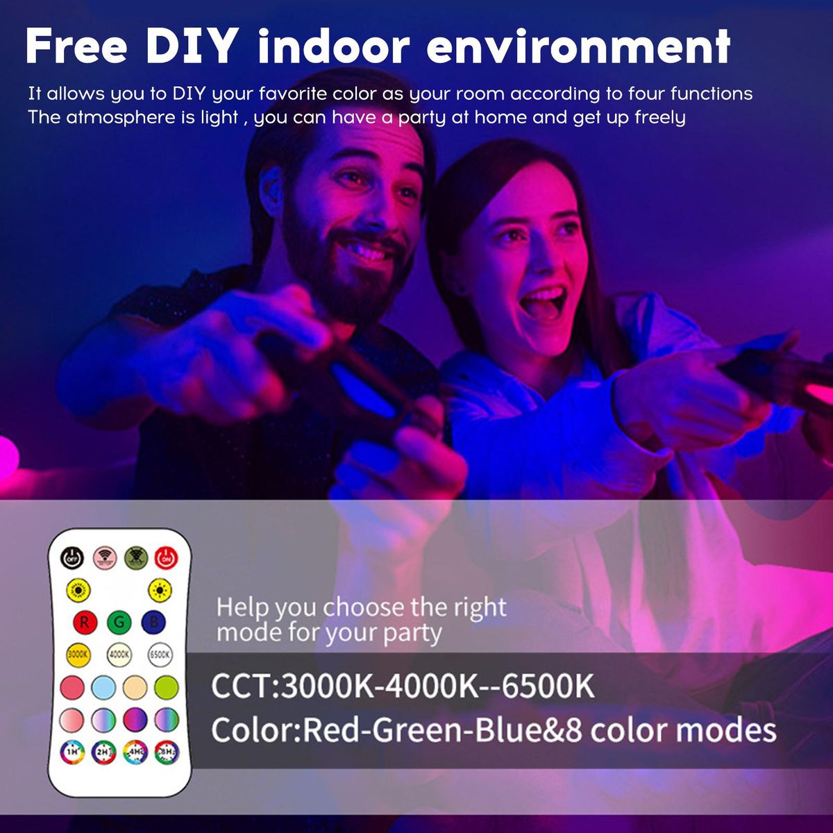 RGBCW Ceiling Lamp Full Color Dimming Intelligent RF Remote Control Bedroom Round Ceiling Lamp