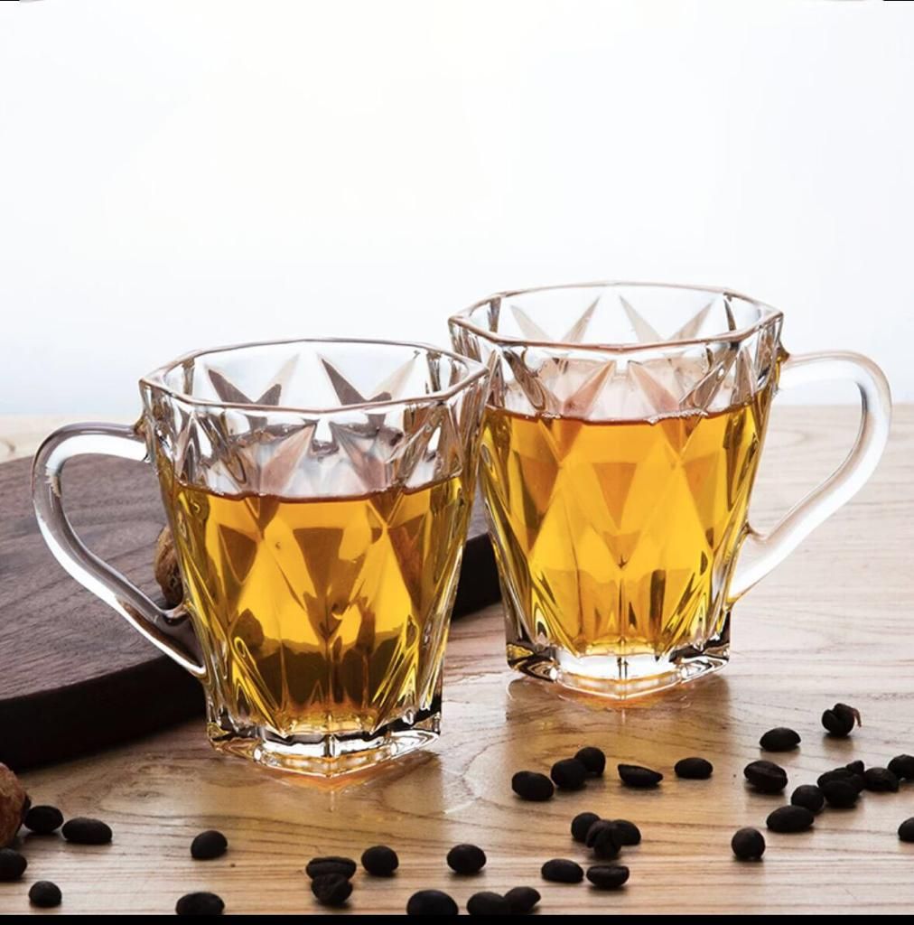 Diamond Glass Ware Transparent Glass Cup {6pcs}