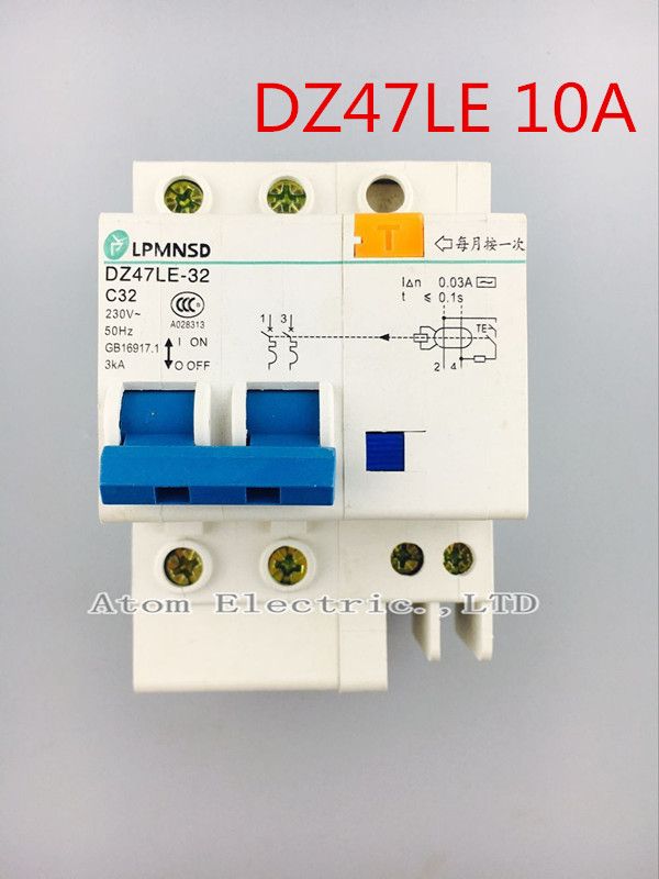 10A Switch Electric Shock Leakage Protection DZ47L 2P