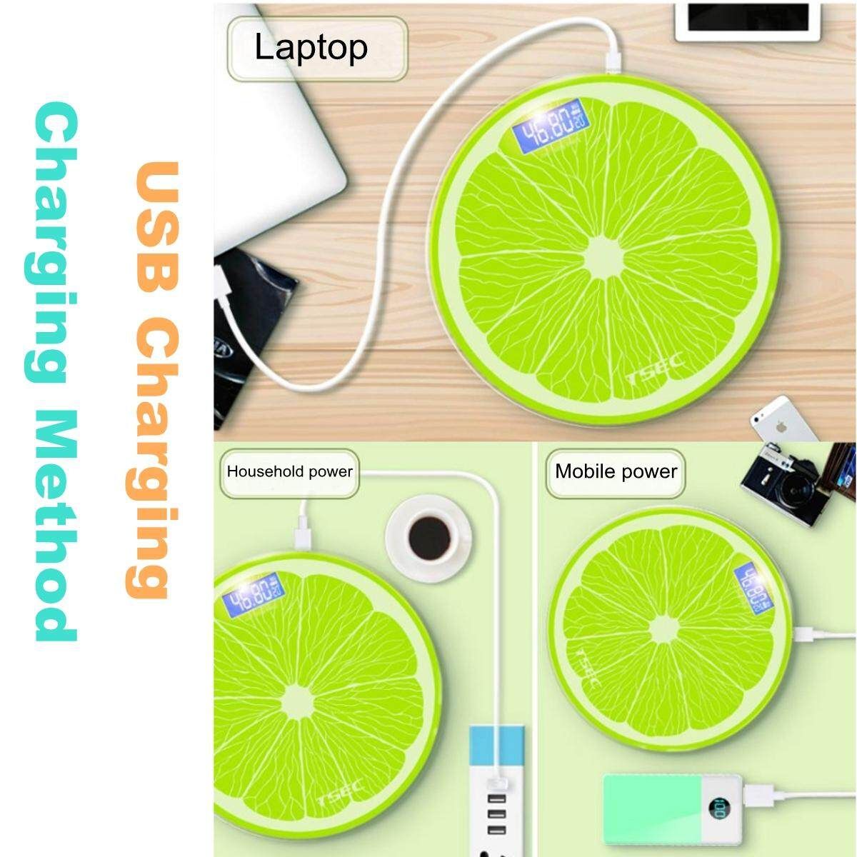 180Kg Rechargeable Body Weight Scale Green Lemon USB Charging Digital