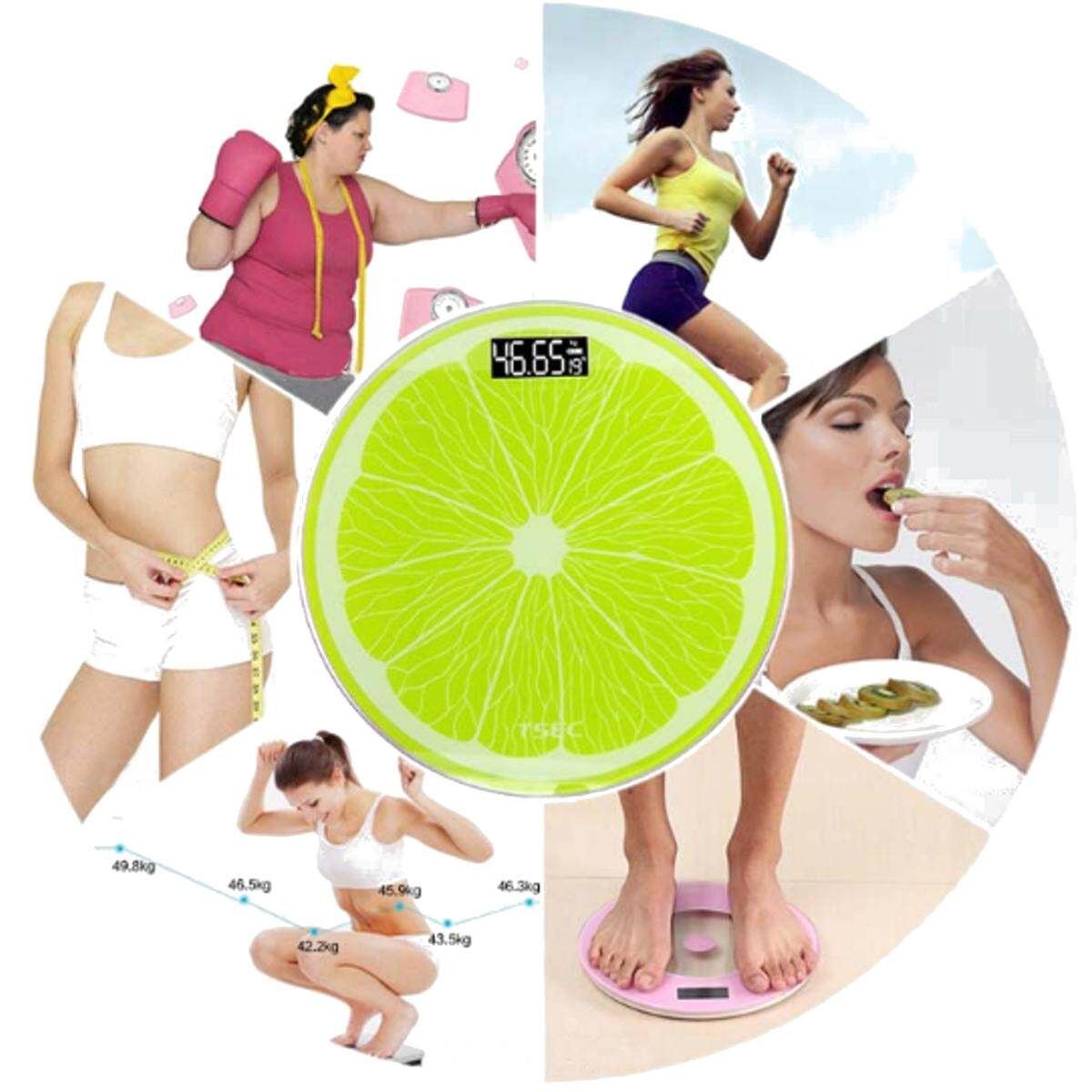 180Kg Rechargeable Body Weight Scale Green Lemon USB Charging Digital