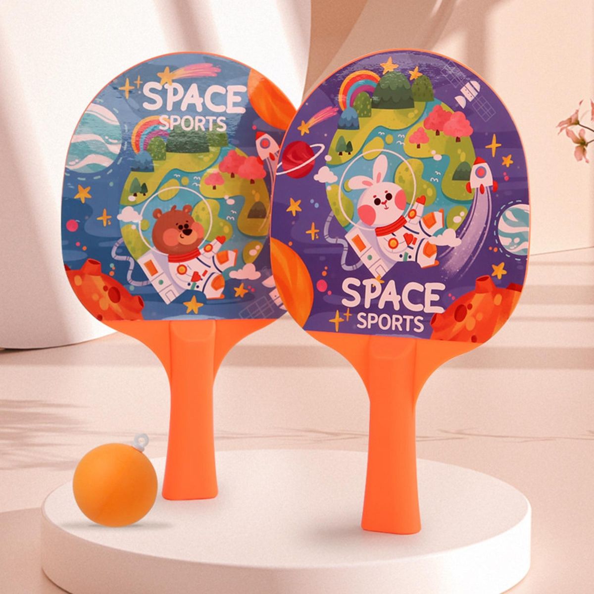 Table Tennis Balls Paddles And Ball Set Children Pink