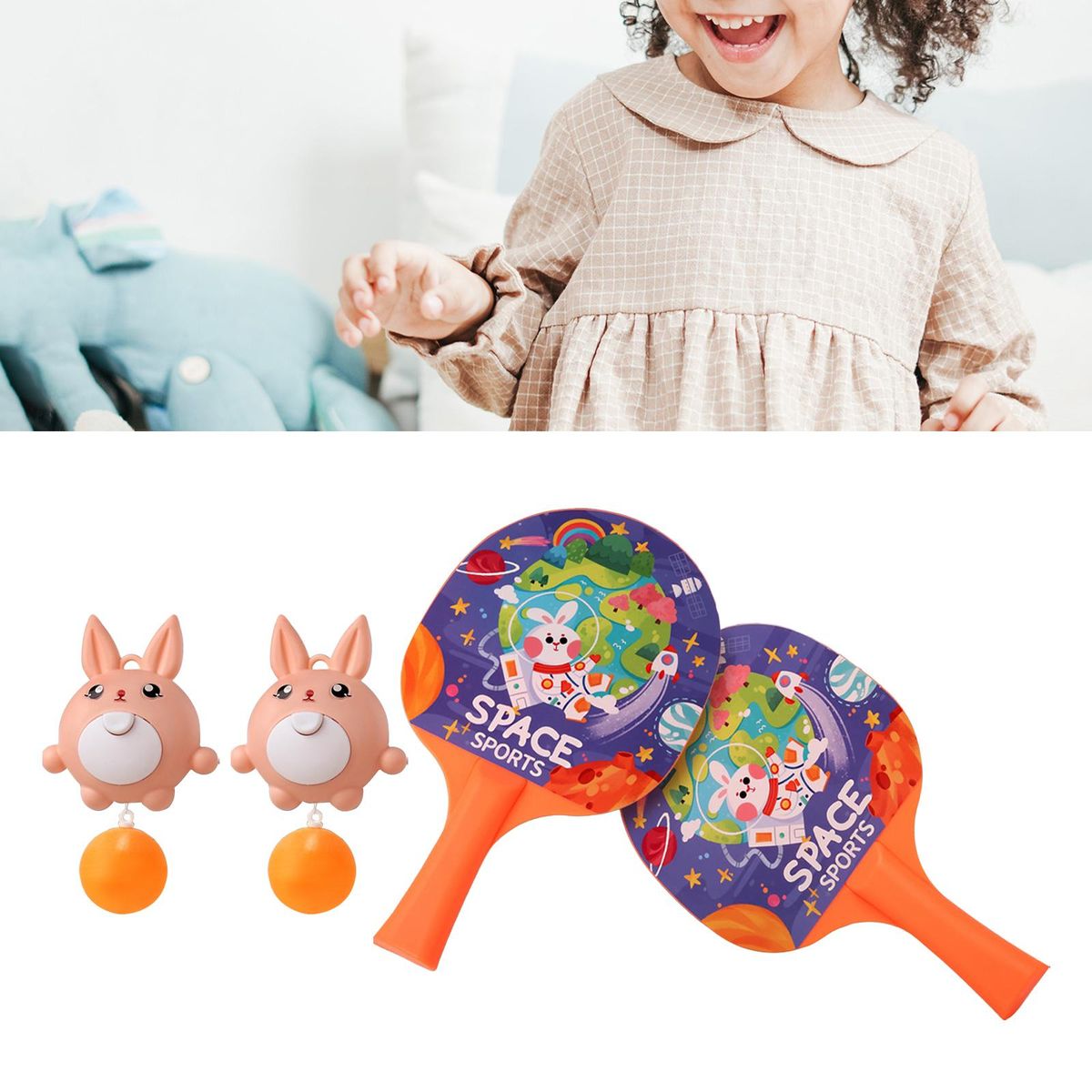 Table Tennis Balls Paddles And Ball Set Children Pink