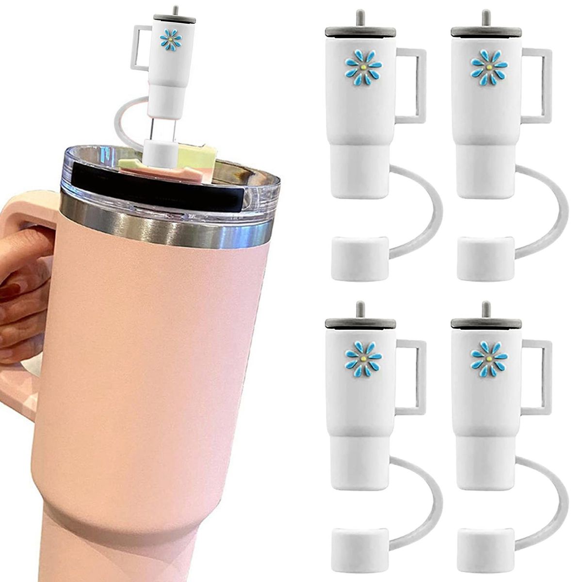 4Pcs Drinking Straw Cover Birthday Party Straw Cover White