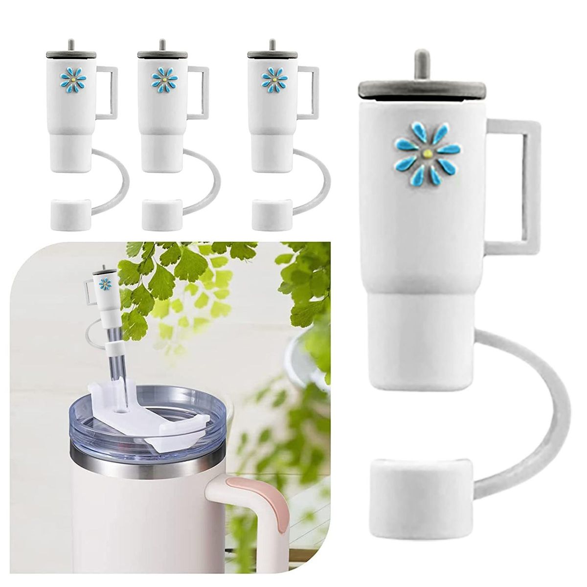 4Pcs Drinking Straw Cover Birthday Party Straw Cover White