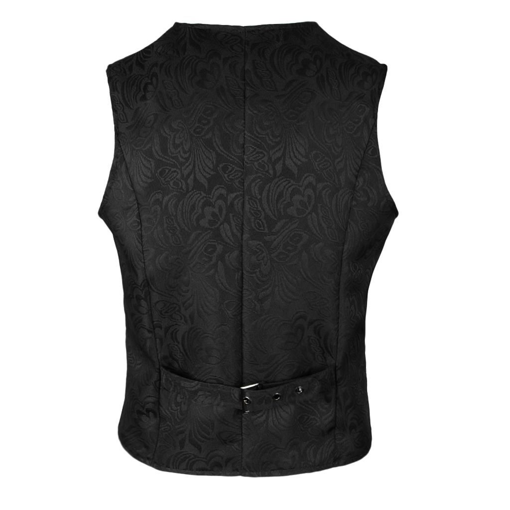 Retro Medieval Jacquard Vest Steampunk Waistcoat Tuxedo Vest M Black