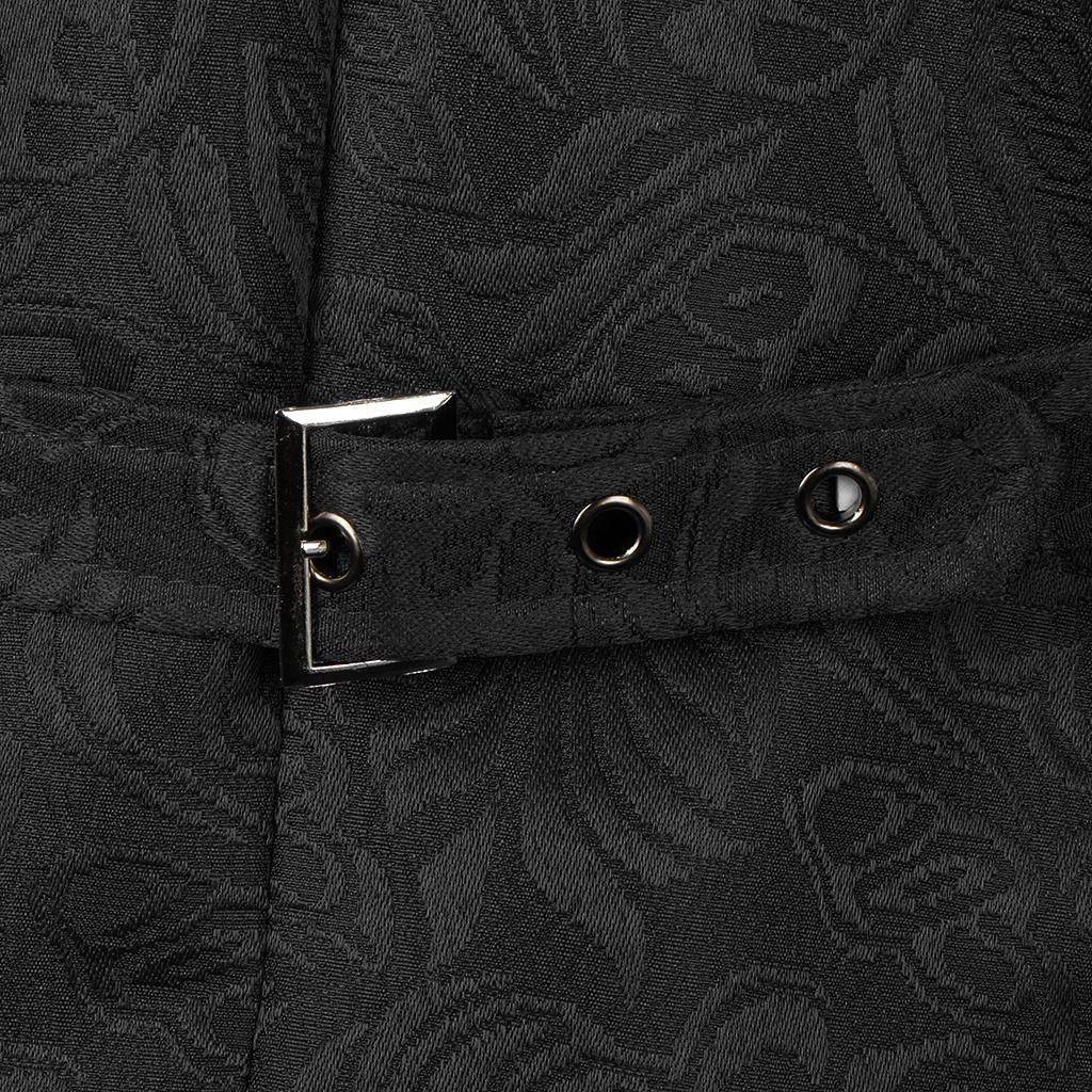 Retro Medieval Jacquard Vest Steampunk Waistcoat Tuxedo Vest M Black