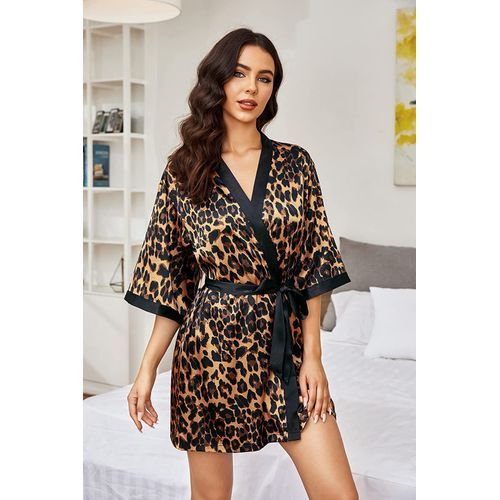 Ekouaer Women's Silk Robe Satin Kimono Style Bathrobe Short