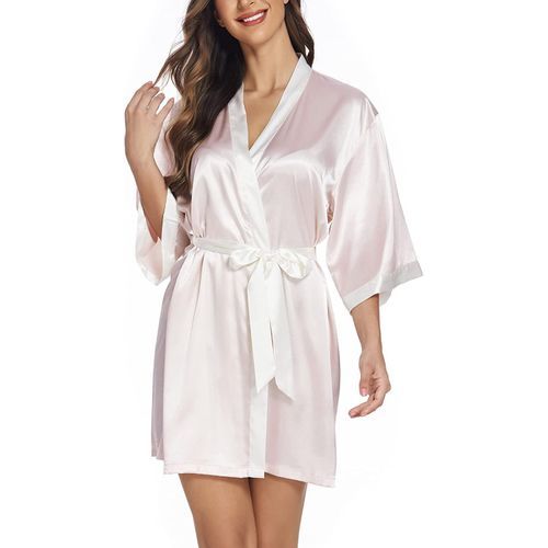 Ekouaer Women's Silk Robe Satin Kimono Style Bathrobe Short