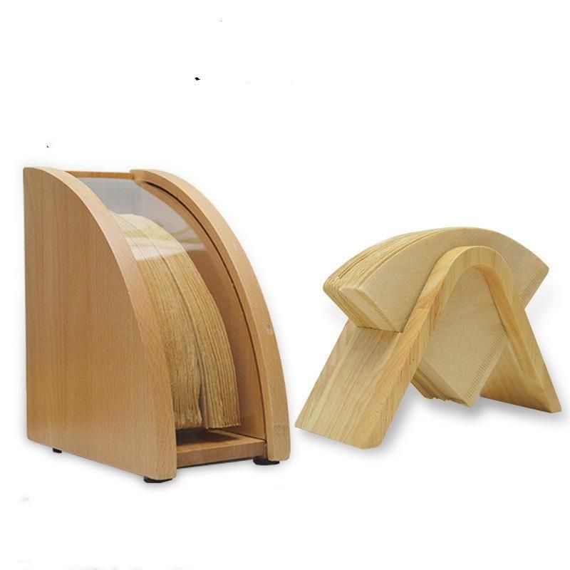 Coffee filter paper holder filter paper box coffee bar storage rack wooden hand-brewed coffee holder dust-proof filter paper box appliance Wooden dust filter paper box