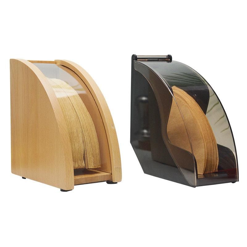 Coffee filter paper holder filter paper box coffee bar storage rack wooden hand-brewed coffee holder dust-proof filter paper box appliance Wooden dust filter paper box