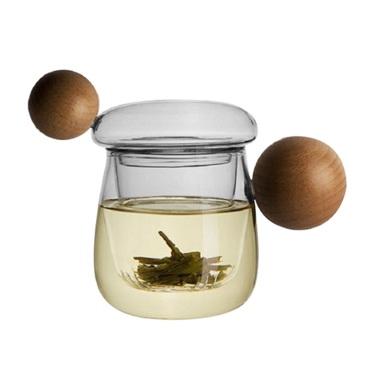Teacups Glass Wooden Handle Tea Cup, Style:Fun Star Cup 7B
