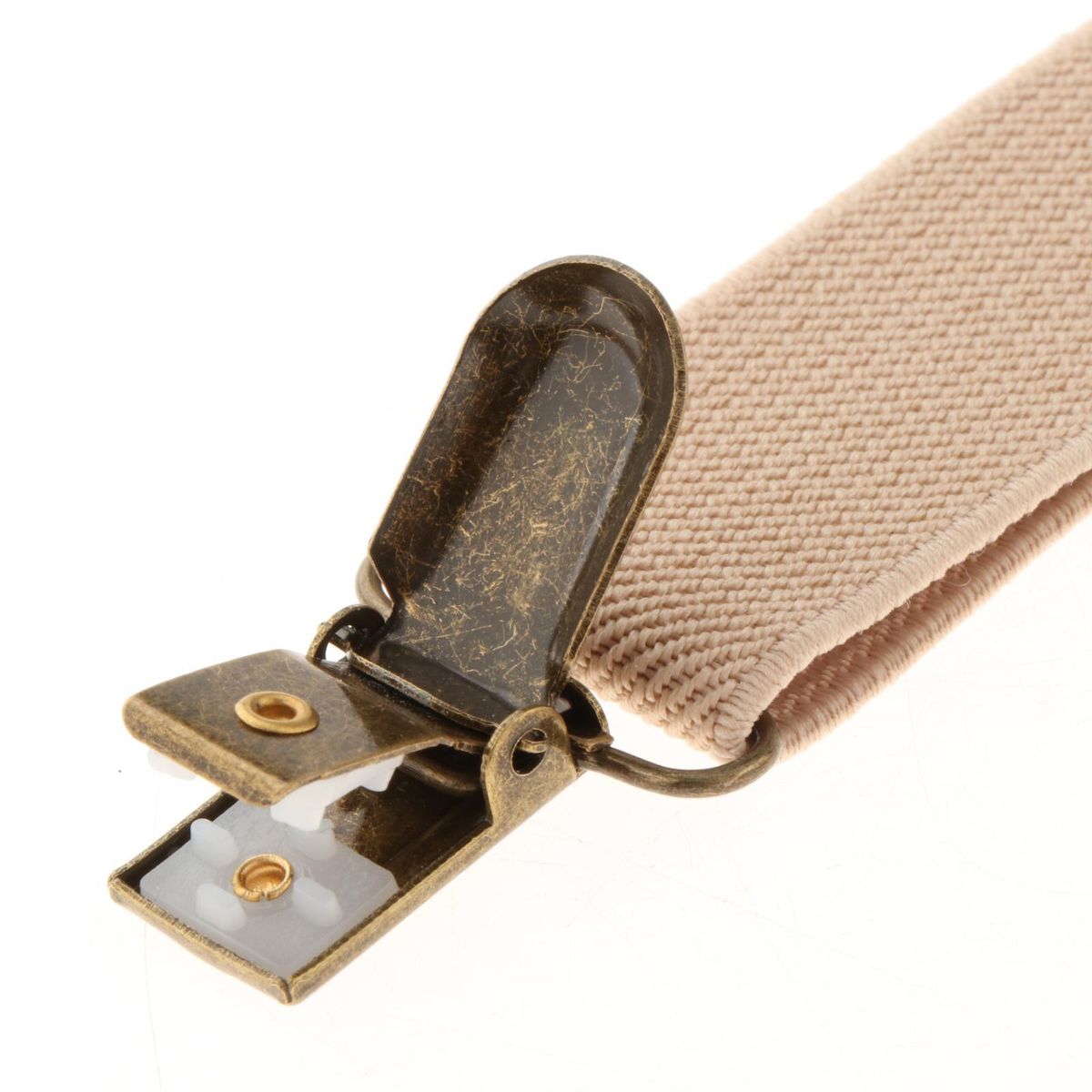Kids Suspenders And Matching Bow Tie Set Y Shaped 4 Clips Beige