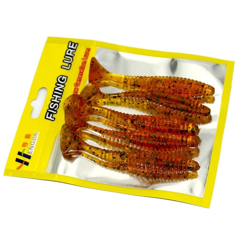 HENGJIA SO0205P 5 PCS 8cm/5g  Screw Tail Soft Fishing Lure Artificial Baits