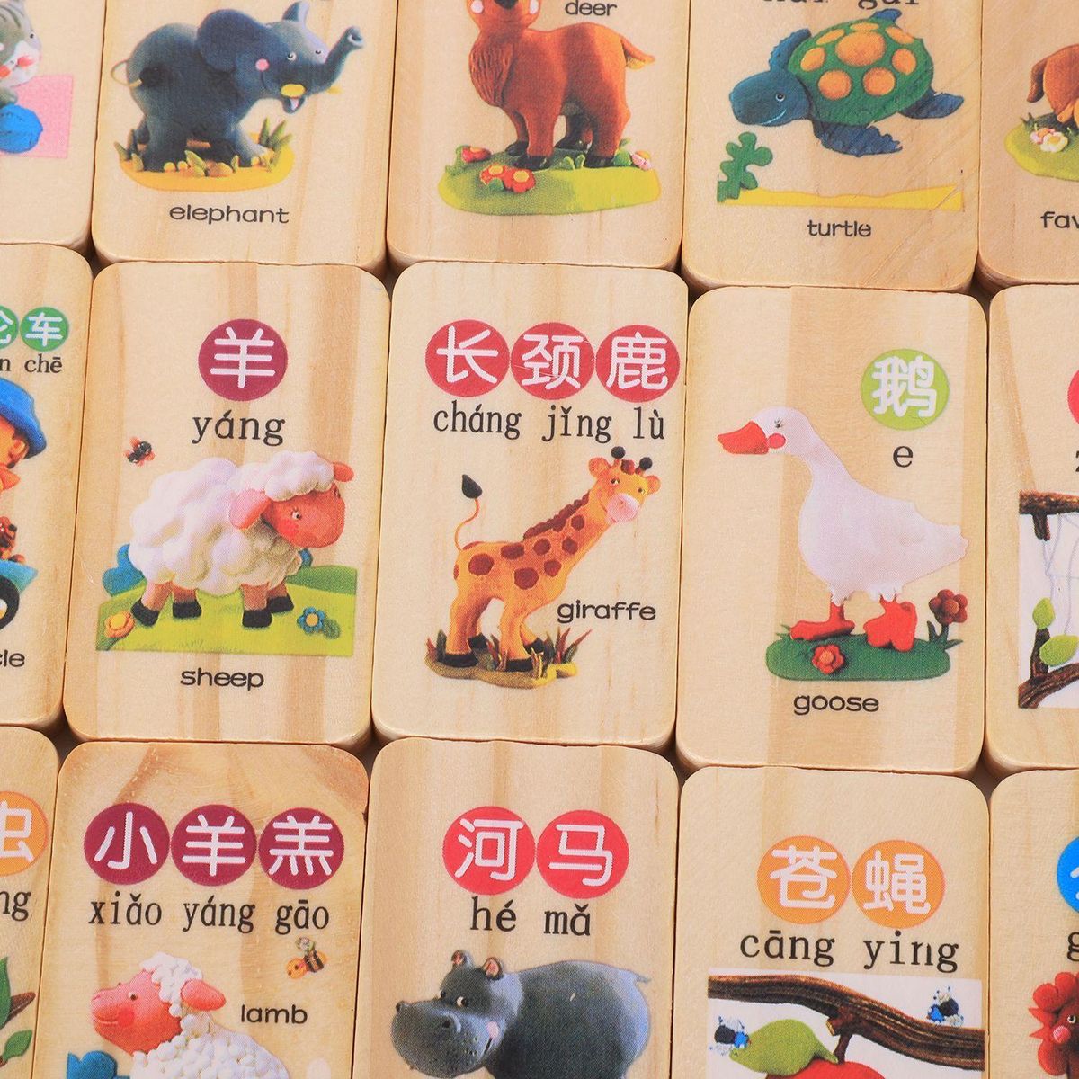 MWZ 100pcs wooden blocks domino game Chinese Characters