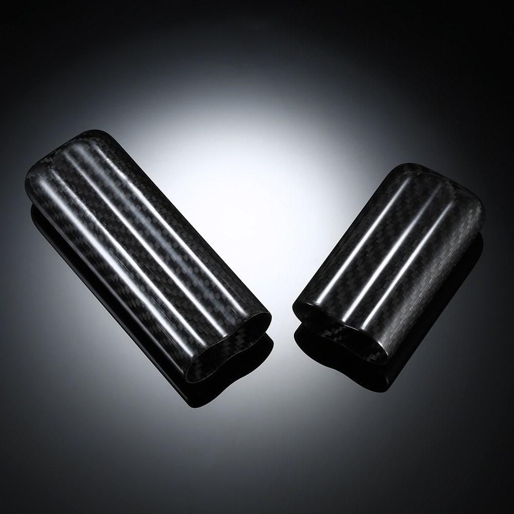 Black Carbon Fiber 2-Cigar Case Lightweight Cigar Storage Tube Holder Travel Cigar Humidor for up to 57 Ring Gauge Cigars