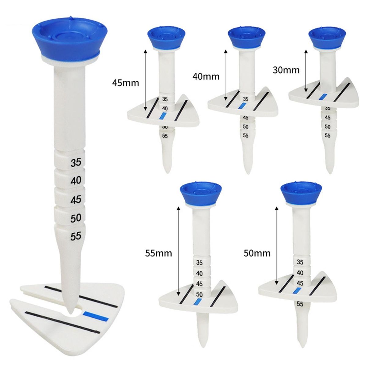 Big Head Golf Tee Premium Adjustable Golf Tee Reduce Friction Big Head Blue