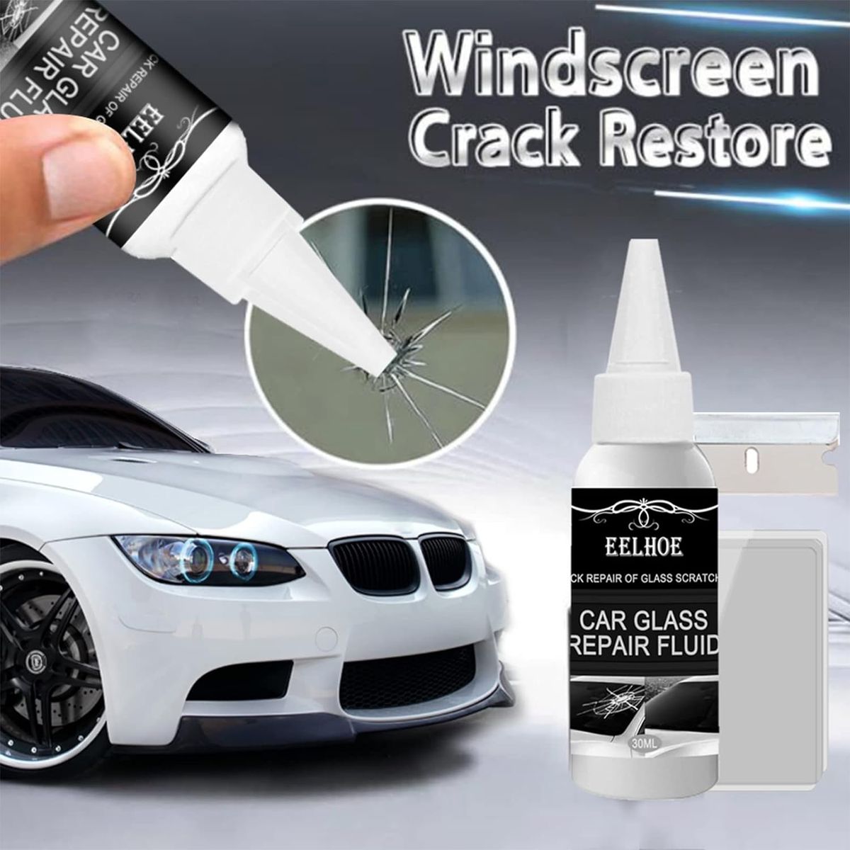 Car Windshield Glass Repair Kit - Vehicle Crack Fix Tool