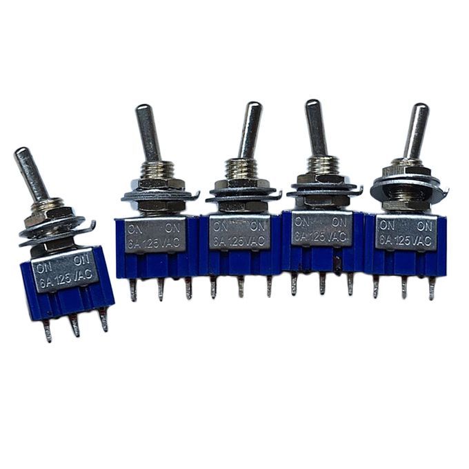 5 X OnOffOn Mini Toggle Switch Round Handle 3P Blue