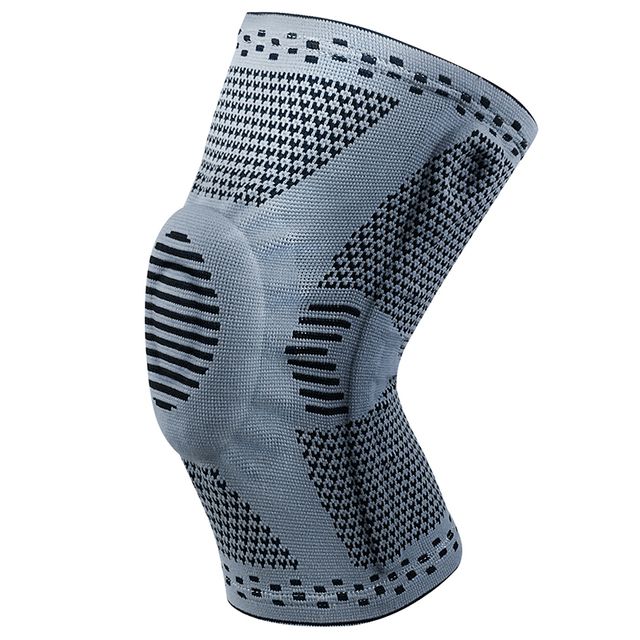 1 Piece Patella Knee Protector Brace Silicone Spring Knee Pad Basketball Knitted Compression Elastic Knee Sleeve Sports(#Light Grey)