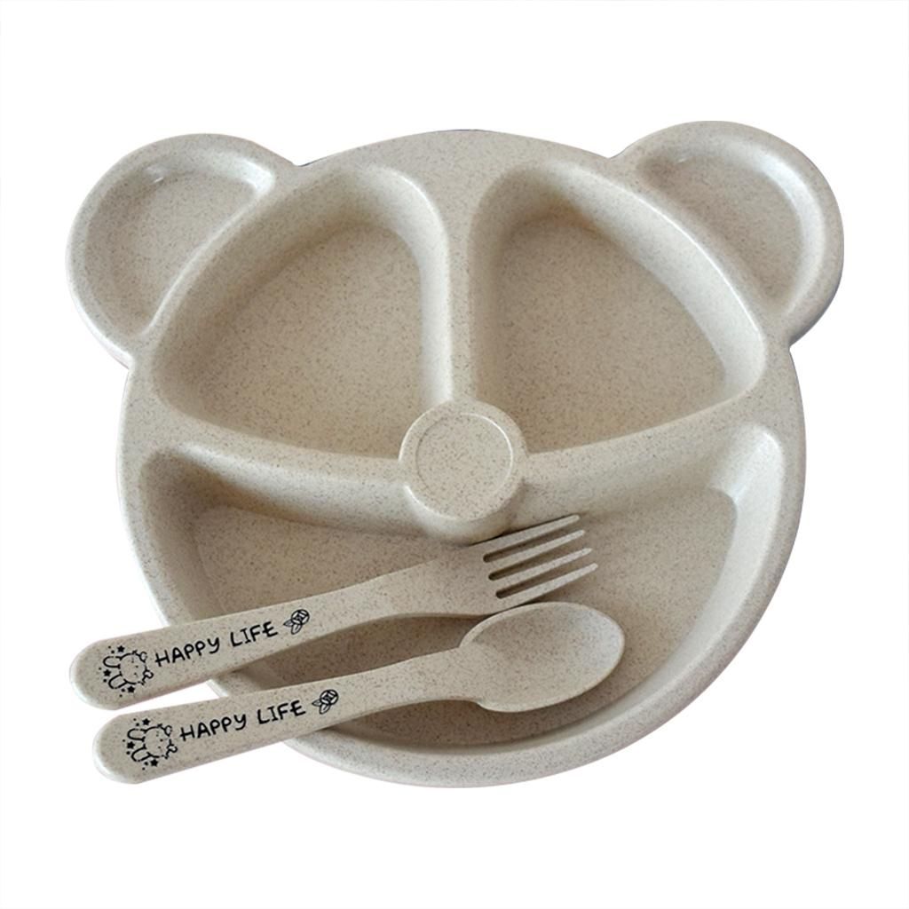Divided Plate Set 3-compartment Children's Tableware For Warm White
