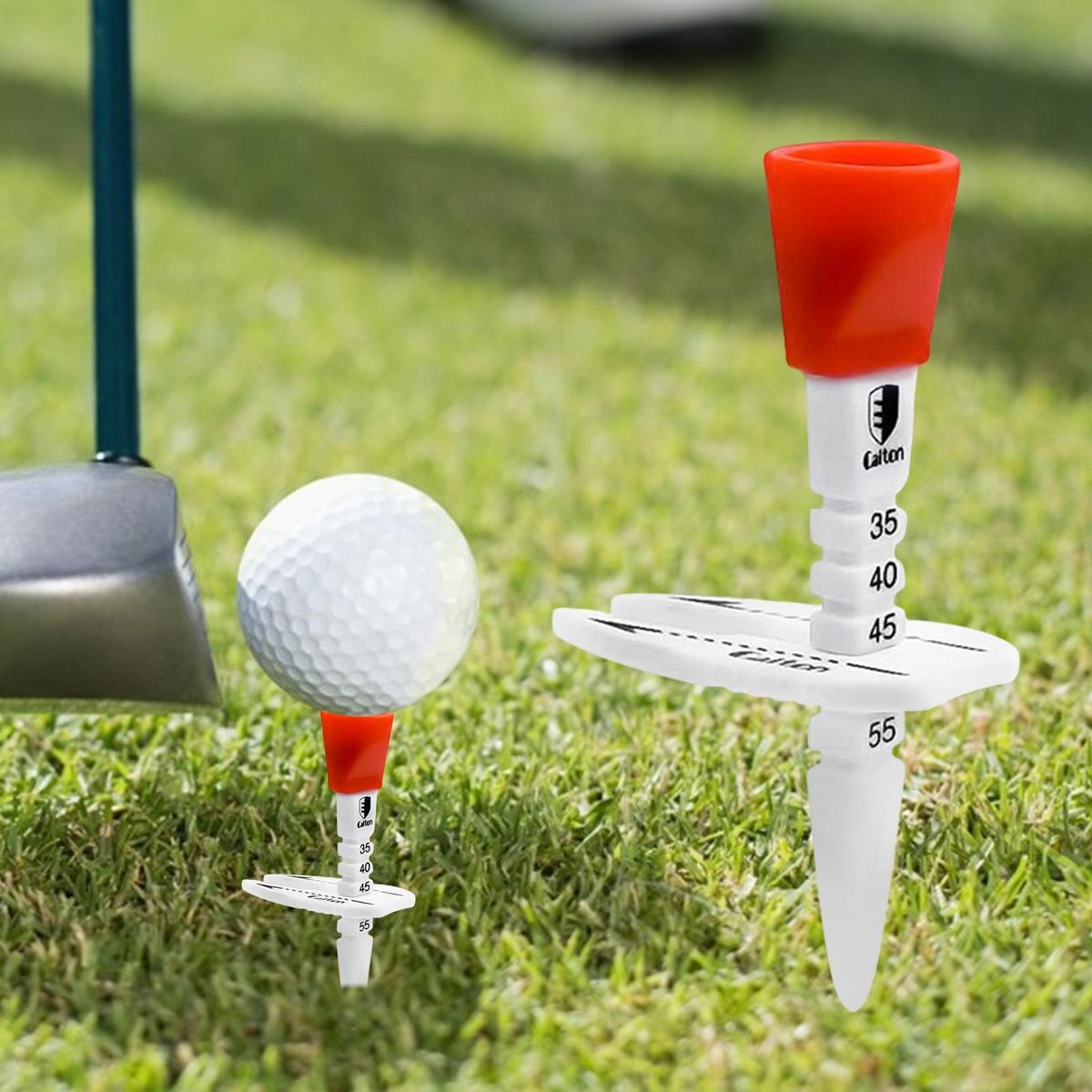 Golf Accessories Performance Golf Tees Adjustable Height Stable Orange