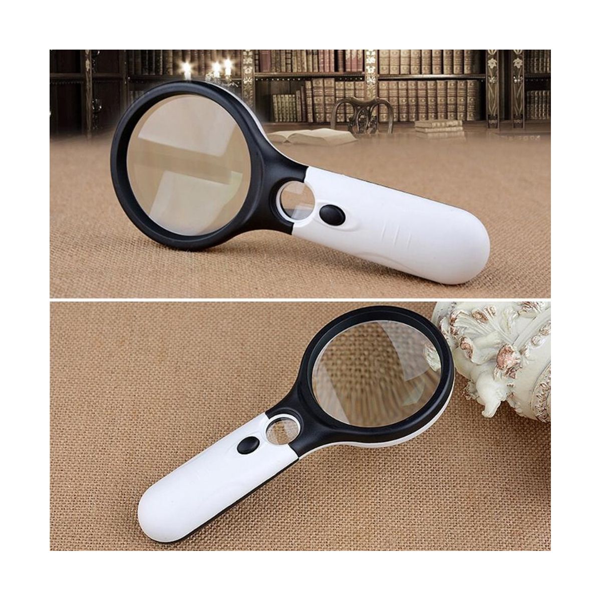 45X Handheld Reading Magnifying Glass Lens Jewelry Watch Loupe Illuminated Jewelry Loupe Magnifier with 3LED 2Pc