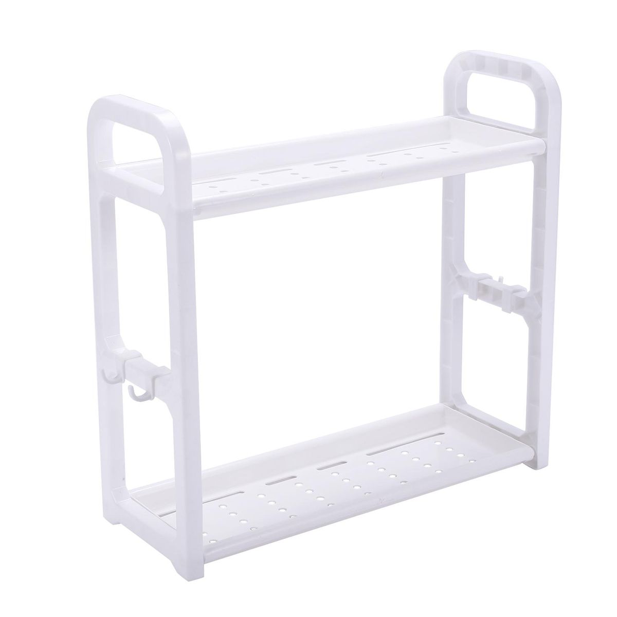Double Kitchen Organizer Seasoning Storage Rack Hook Plastic Dish Drainer Seasoning Kitchen Organizer And Storage White
