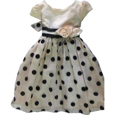 Baby Dress - Cream Flare Gown With Bold Black Dots