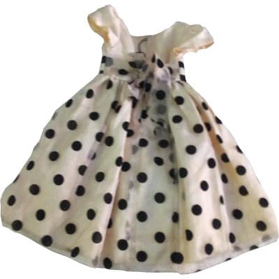 Baby Dress - Cream Flare Gown With Bold Black Dots