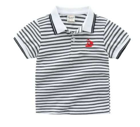 Boys Short Sleeve Striped Polo