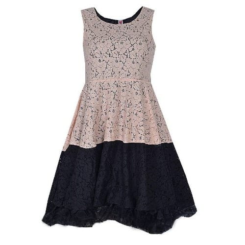 Sleeveless Dress - Peach & Black