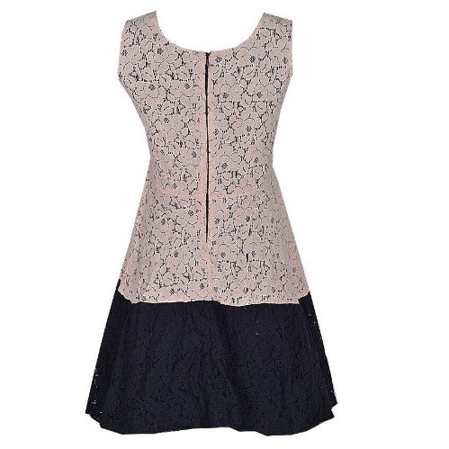 Sleeveless Dress - Peach & Black