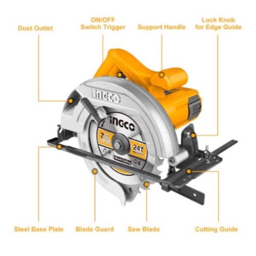 Ingco Electric Circular Saw - 185mm - 1400w