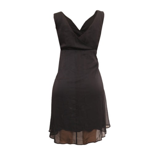 Overlap Sleeveless Skater Dress - Black
