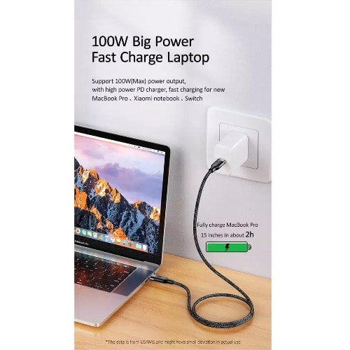 U31 Type-c To Type-c 100w Pd Fast Charging Data Cable - Black
