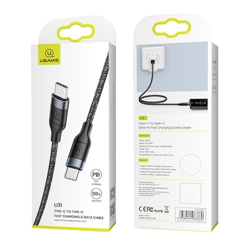 U31 Type-c To Type-c 100w Pd Fast Charging Data Cable - Black
