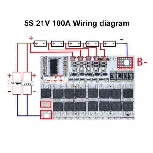 5S 21V 100A Balanced 18650 Lithium Battery Charger Protection BMS Board