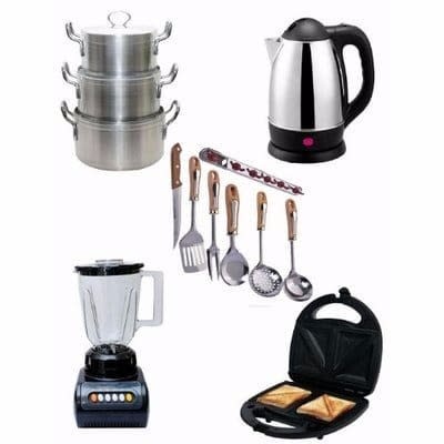 Cooking Pot Set & Electric Kettle & Blender & Sandwich Maker & Cooking Spoon Bundle