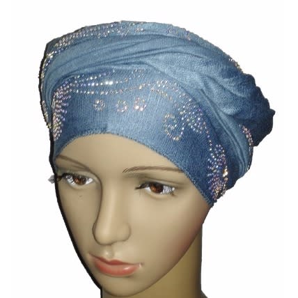 Regal Front Studded Turban with Circle Studs - Baby Blue