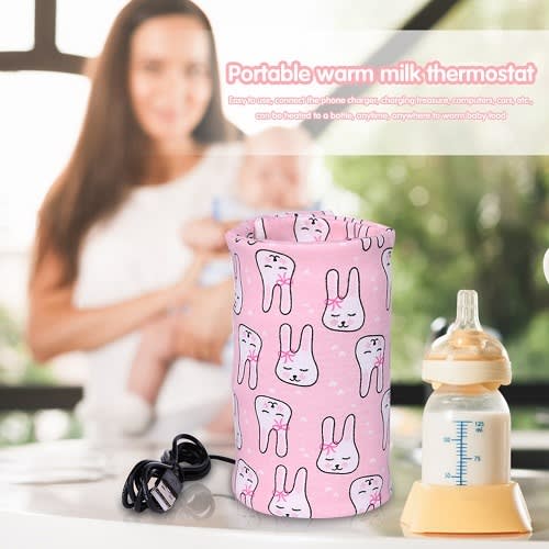 Usb Baby Milk Warmer Insulated Bag Portable Travel Cotton Printed Cup Warmer