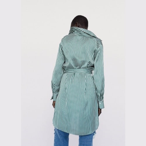Belted Satin Effect Shirt