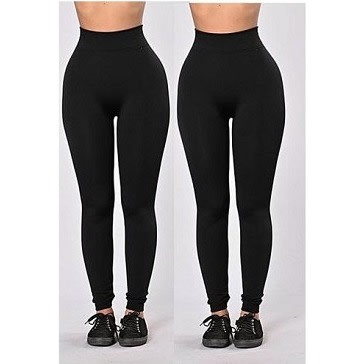 High Waist Slimming Leggings - 2 In 1 - Black