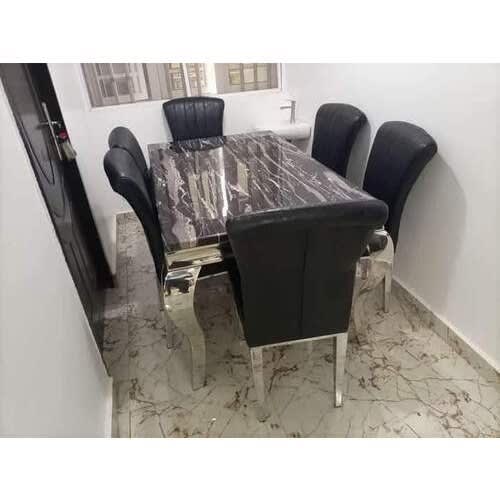 Marble Dining Set Furniture + 6 Seaters Black